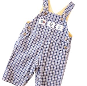 The Original Arizona Jean Company Overalls Blue|White Plaid Boys 0-3 Months